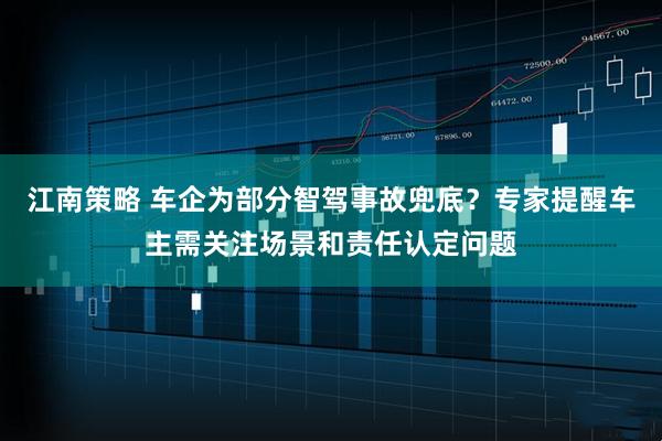 江南策略 车企为部分智驾事故兜底？专家提醒车主需关注场景和责任认定问题