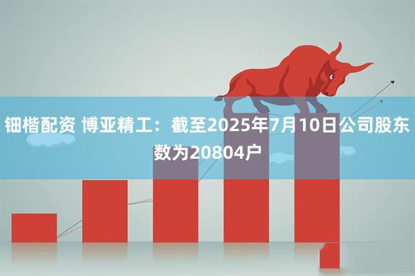 钿楷配资 博亚精工：截至2025年7月10日公司股东数为20804户